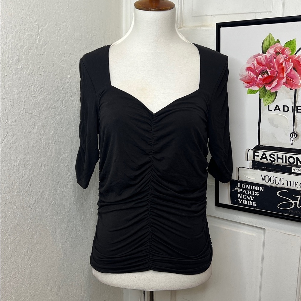 Nwt Frame Gathered Knit Top In Black Size S
